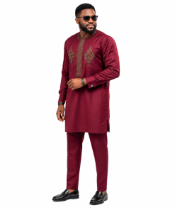 Burgundy African Senator Wear Set