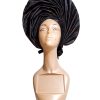Luxury Black Auto Gele Headwrap – Pearl Embellished African Headpiece