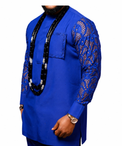 Blue African Men’s Body Suit Set