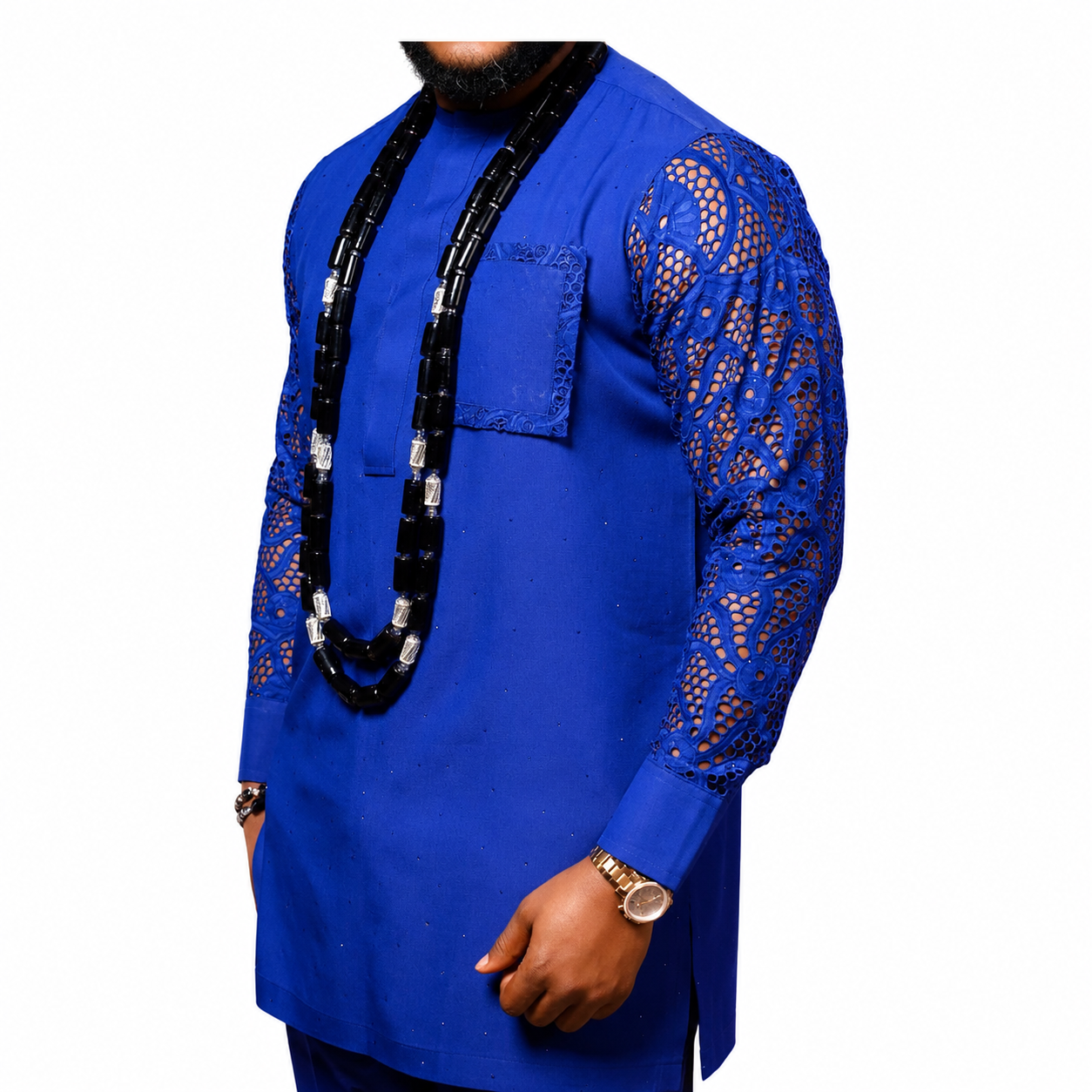 Blue African Men’s Body Suit Set